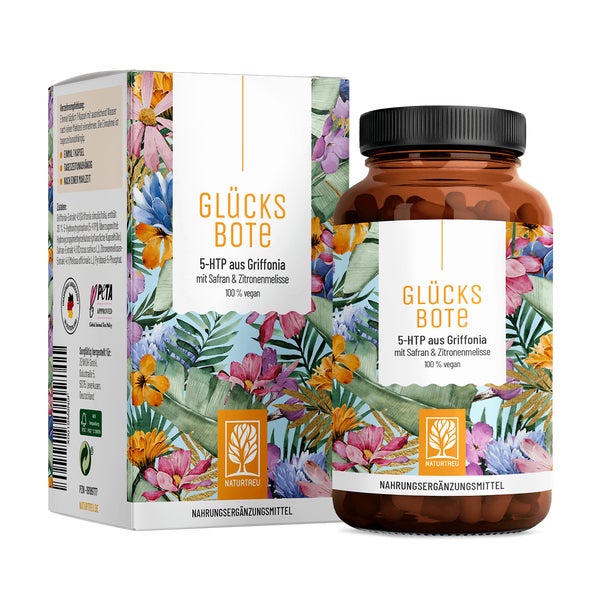 5-HTP aus Griffonia mit Safran & Zitronenmelisse - GLÜCKSBOTE - 90 vegane Kapseln - NATURTREU® 90 St