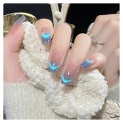 24Pcs Blaue Ombré Sarg Nägel Press on Falsche Nägel Kleberna 1 St