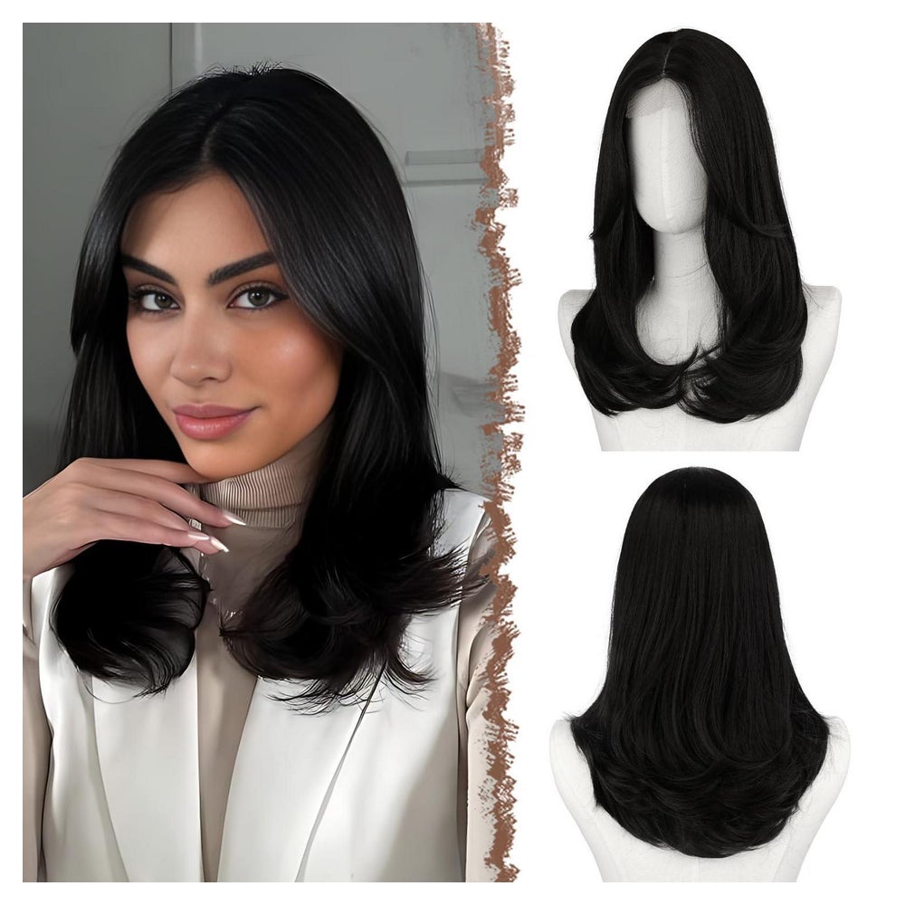 Perücken Pony 45 cm Damen Spitzenfront Lace Front Natürlich 1 St