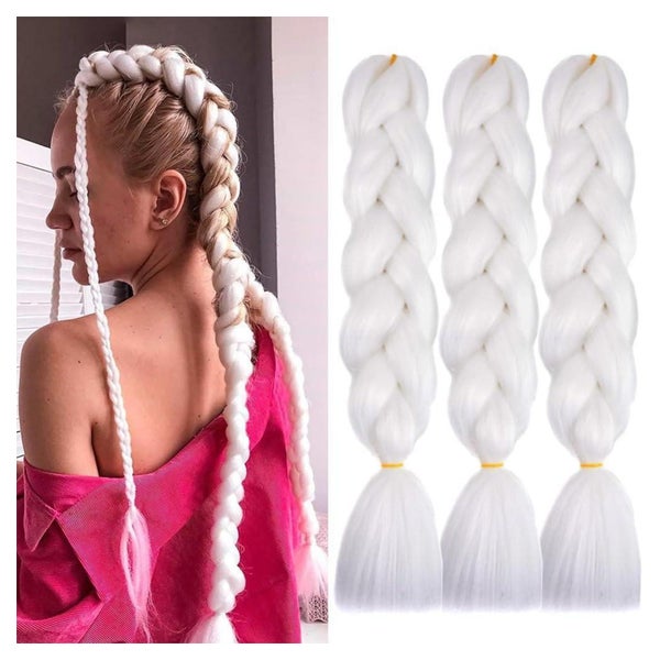 Braids Extensions 60cm Kunsthaar 3pc Box Braid Weiß 1 St