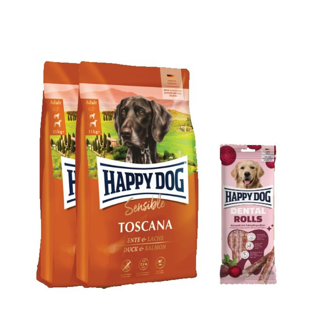 Sensible Toscana Doppelpack + Dental Snacks Dental Rolls 25,1 kg