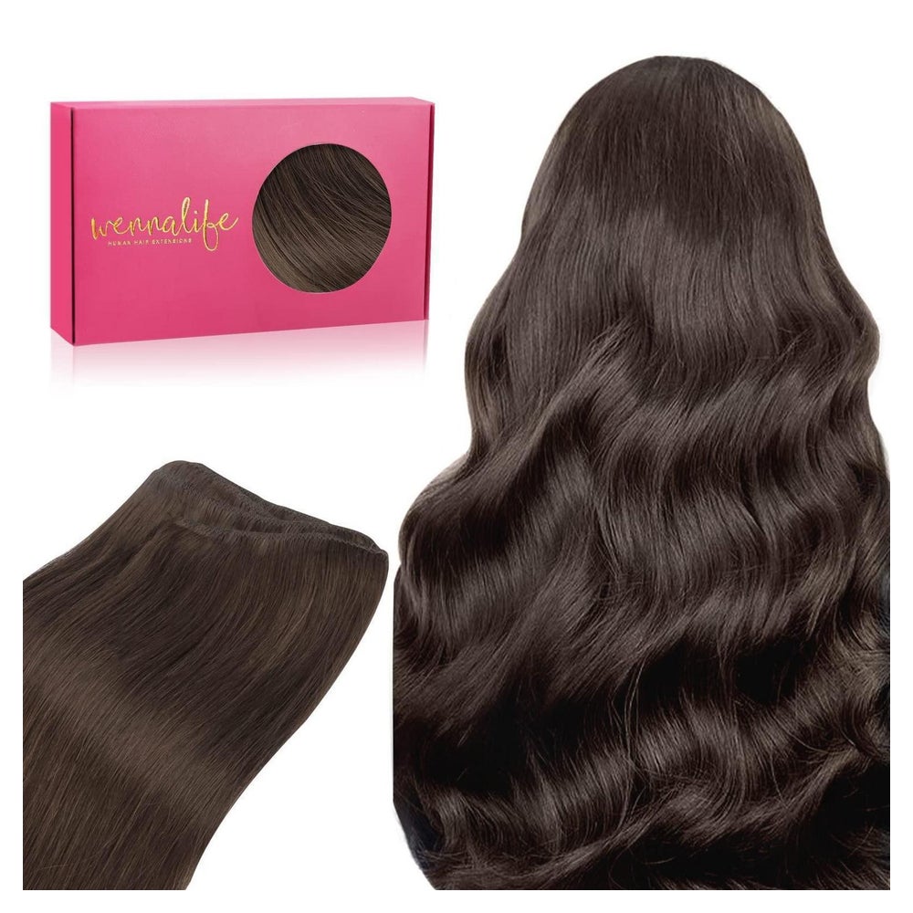 Extensions Tressen Echthaar Weft Haarverlängerung Braun 45cm 1 St