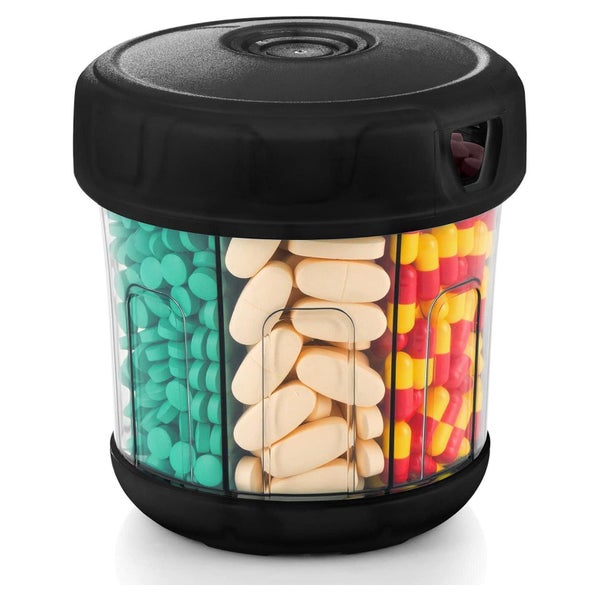 Pillendose monatlich extragroß 7 Fächer TPU Deckel Schwarz 1 St