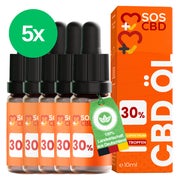 Produktabbildung: 5er Pack SOS CBD-ÖL 30% 10ml : 1500 CBD-Tropfen mit 30% CBD 5 St