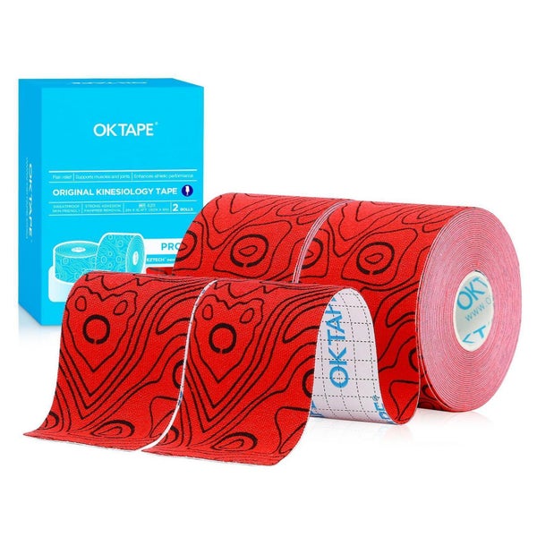 OK TAPE Pro Kinesiologie Tape (5cm x 5m) - Wasserfest, Hautfreundlich, 2 Rollen
