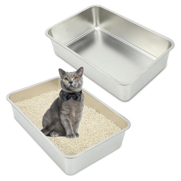 Katzentoilette Edelstahl Offen 60x40x15cm 2PCS-60×40&#x 1 St