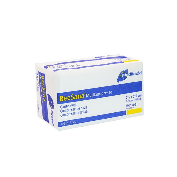 Meditrade BeeSana Mullkompresse unsteril, 8-fach, 7,5 x 7,5 cm 100 P