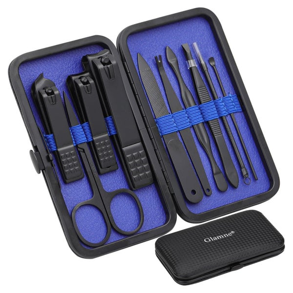 Professionelles Maniküre-Set Edelstahl 10-in-1 mit Lederetui 1 St