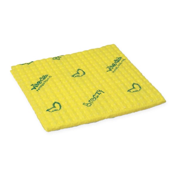 Vileda Professional Breazy Kurzzeittuch, 35 x 35,5 cm – Wellenstruktur, hohe Schmutzaufnahme, waschbar - 1 Packung = 25 Stück, gelb