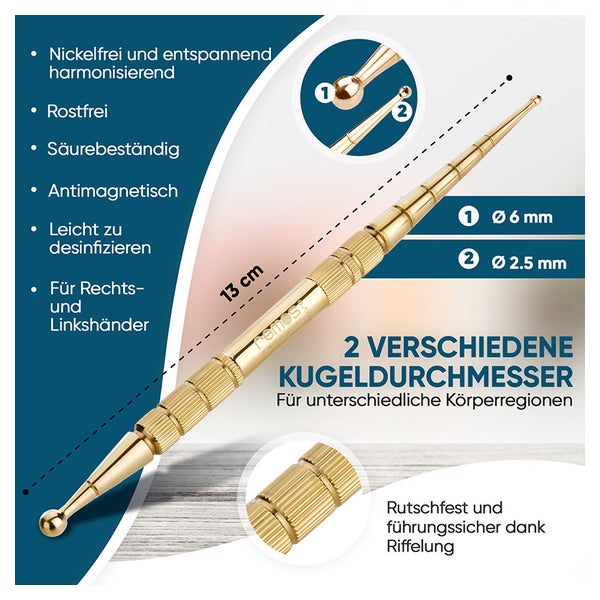 Akupressurstift 13 cm Messing Ø 2.5 / 6 mm 1 St