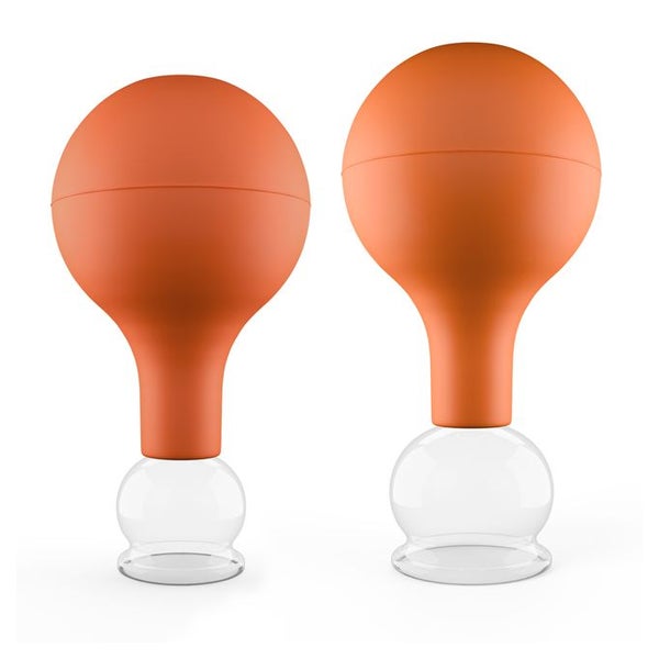 Pulox Schröpfgläser aus Echtglas mit Saugball - Set Duo klein in Braun: 25mm, 32mm 2 St