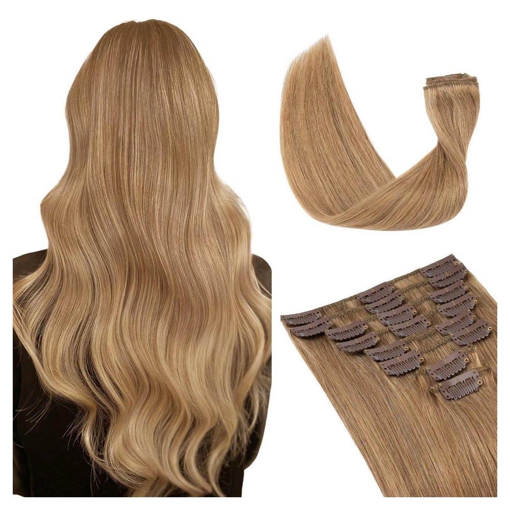 Clip in Extensions Echthaar Remy 8 Tressen 18 Clips 50 cm Du 1 St