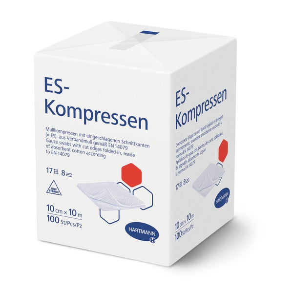 Hartmann ES Mullkompressen unsteril 10 x 10 cm, 17-fädig, 8-fach 1000 St