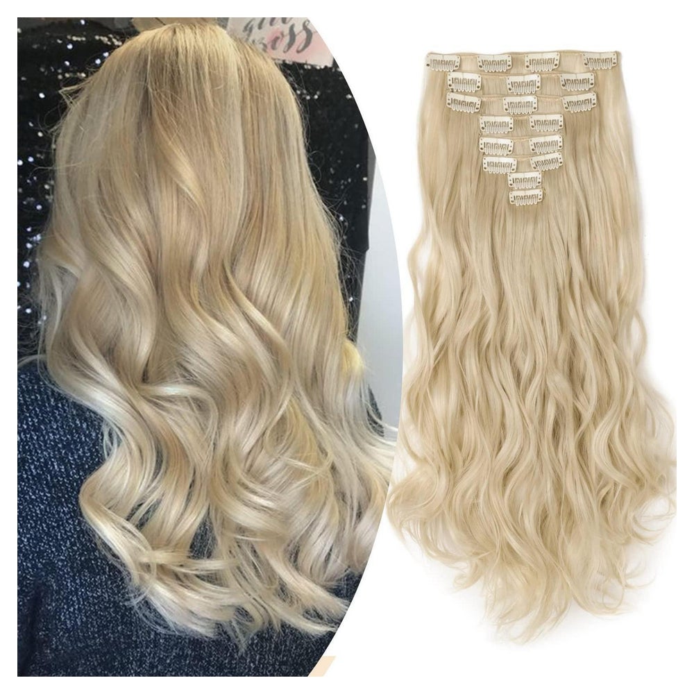 Haarverlängerung ClipIn Gewellt 8Teilig 43 cm Gebleichtes Bl 1 St