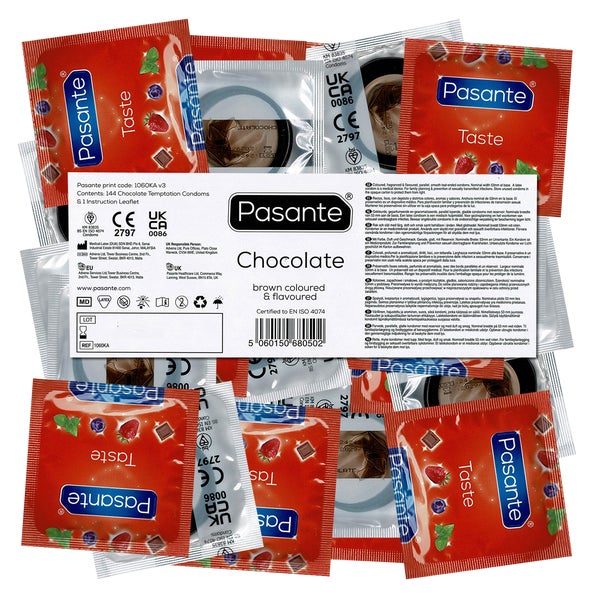 «Chocolate Temptations» 144 braune Kondome, 53 mm, Schoko (144 Kondome) 144 St