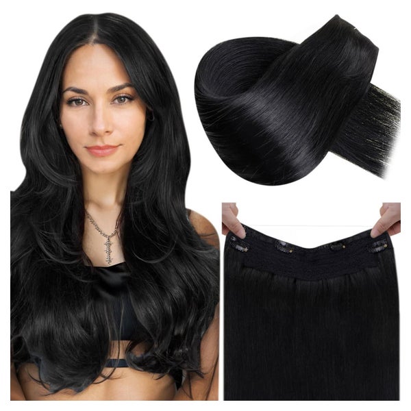 Extensions Echthaar Schwarz Fish Line Draht 50cm 50 cm-w 1-1 1 St