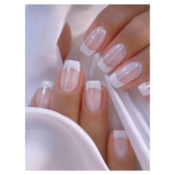 GlamRays 24 Stk. Nagel Set Weiß French Tip Glitzer Fake Näge 1 St
