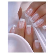GlamRays 24 Stk. Nagel Set Weiß French Tip Glitzer Fake Näge 1 St
