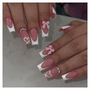 Kunstnägel 24 Stück Weiß Pink Sarg French Herz 18white&amp;b 1 St