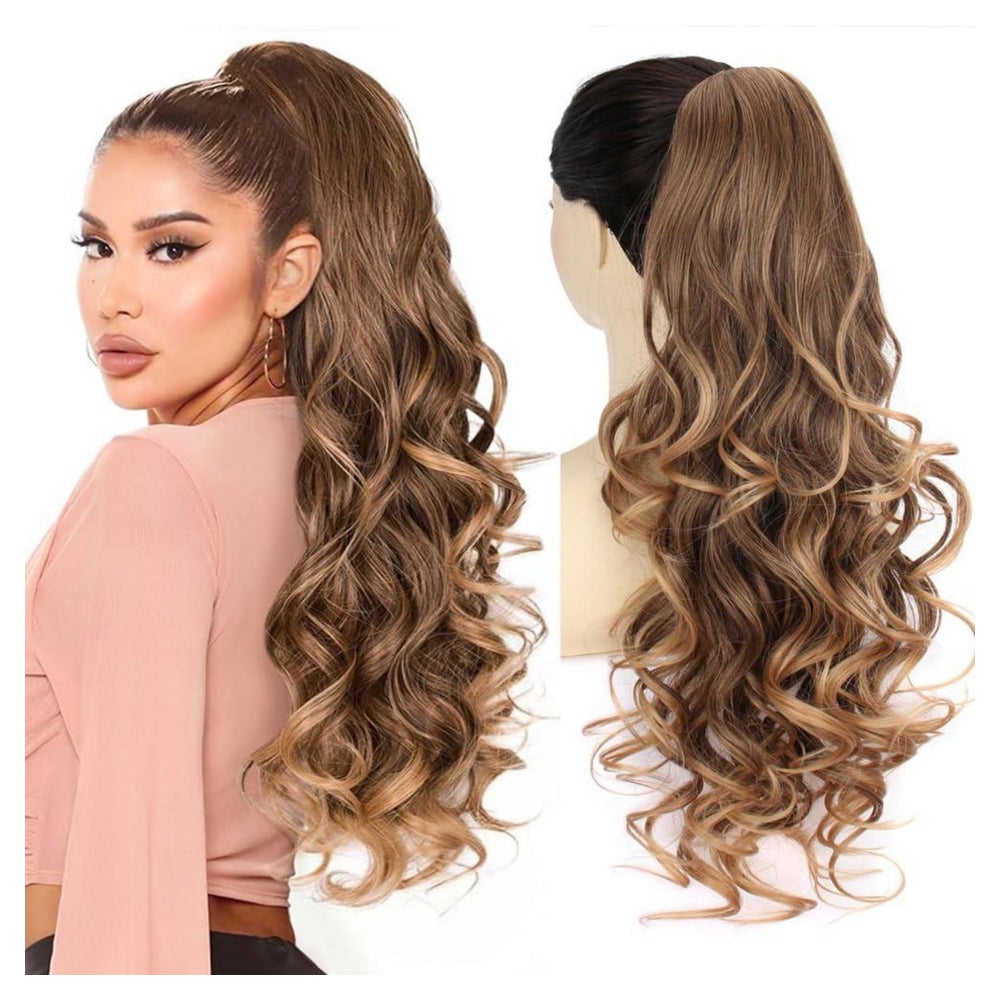 Pferdeschwanz Haarteil 66cm Gewellt Braun Aschblond mit High 1 St