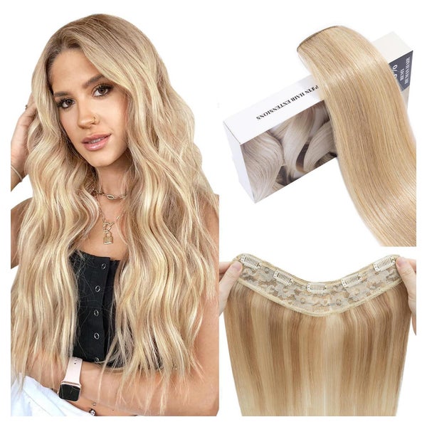 UK FASHION SHOP Clip-in Echthaar Extensions 50cm, 70g, Balayage Blond, Remy