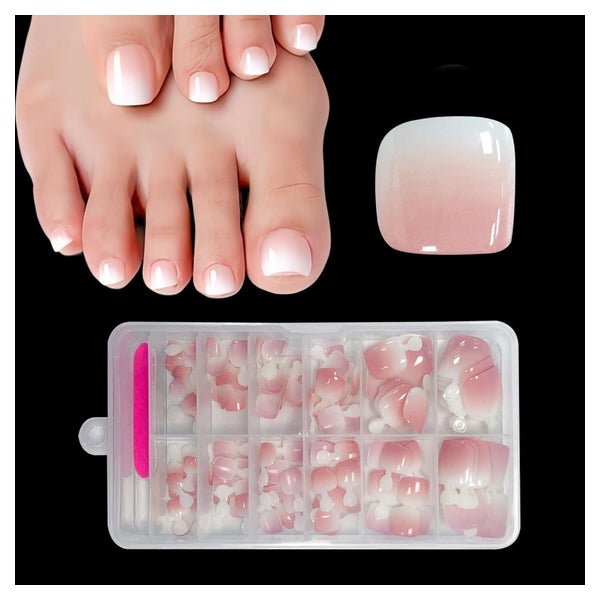 Falsche Fußnägel Press on Kurz Acryl 120 Stück Rosa Toenail- 1 St