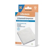 Lifemed Baumwoll-Kompressen 9,5 cm x 9,5 cm weiß 4-lagig 10er Pack 96 St