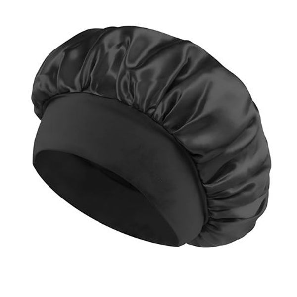 SOHO Safiya Satin Bonnet - Schlafmütze für Locken & Frizz-Schutz (Schwarz)