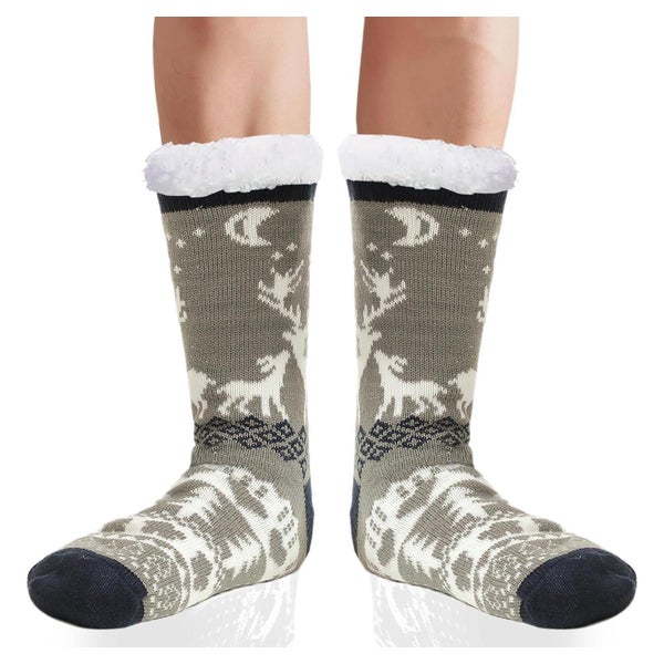 Wintersocken Herren Thermo Anti Rutsch Sohle Love Hellgrau 1 St