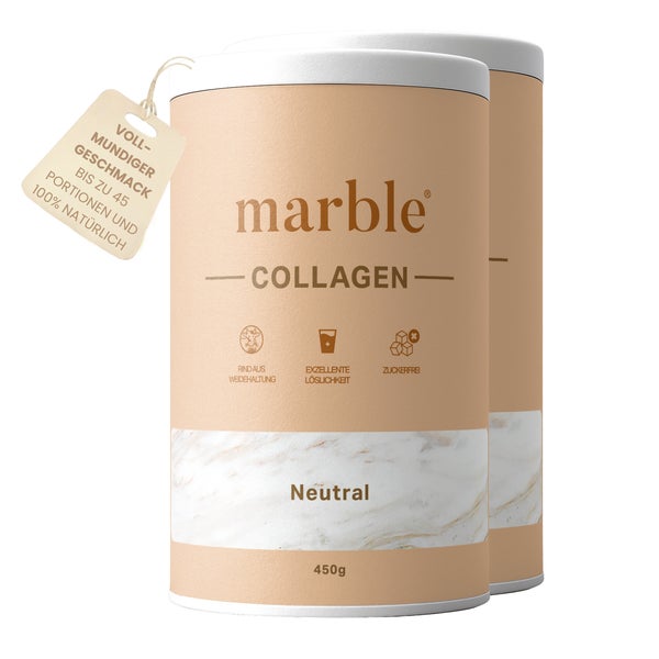 marble Collagen – Neutral | 100 % reines Kollagenhydrolysat | 2er Pack 900 g