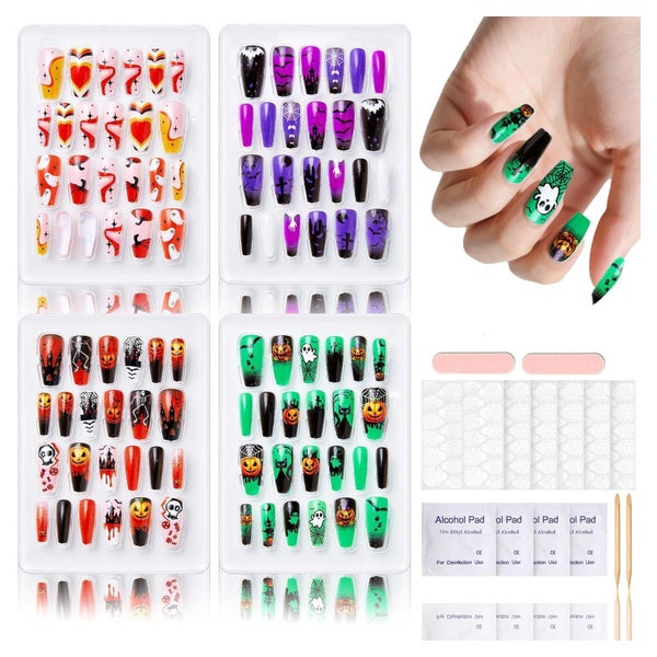 Falsche Nägel 96 Stück Nagelkleber Mandeln Coffin Colorful S 1 St