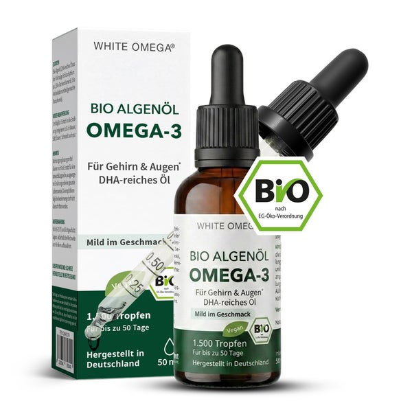 WHITE OMEGA Bio Omega-3 Algenöl Tropfen mit DHA - vegan 50 ml