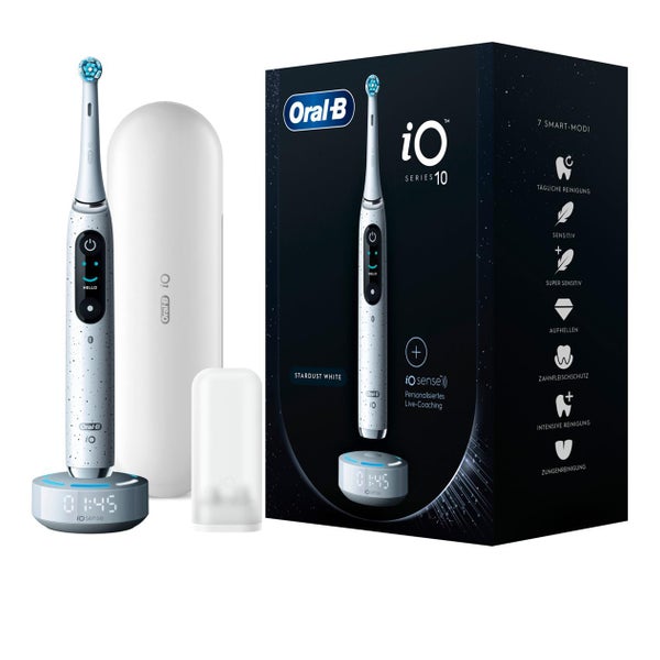 Oral-B iO 10 iO10 Elektrische Zahnbürste/Electric Toothbrush mit iOSense, Magnet-Technologie, 7 Putzmodi für Zahnpflege, 3D-Analyse, Farbdisplay & Lade-Reiseetui, Designed by Braun, stardust white 1 St