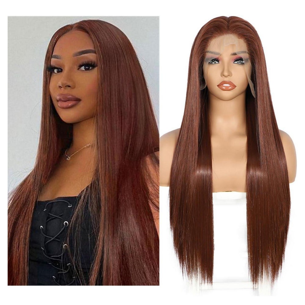 Perücke Damen Synthetik 150 Dichte 26 13x6 Lace Front Rötlic 1 St