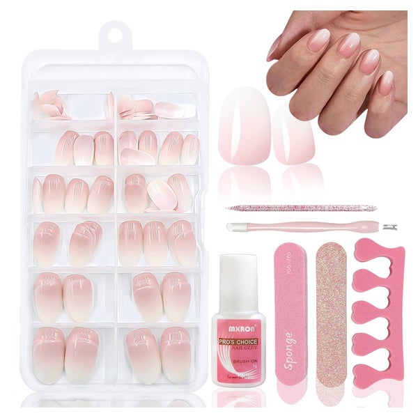 Kunstnägel Press On Nude Pink Gradient Nude Mandel 1 ml (1er 1 St