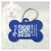 Hundemarke Knochenform Aluminium Blau Large mit QR-Code 1 St