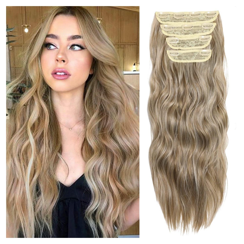 Haarspange Haarverlängerung Perücke 20Zoll Hellblond 4St cur 1 St