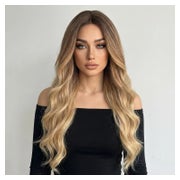 Perücke Damen Blond Lang Lockig 66cm Synthetik Ombre Braun # 1 St