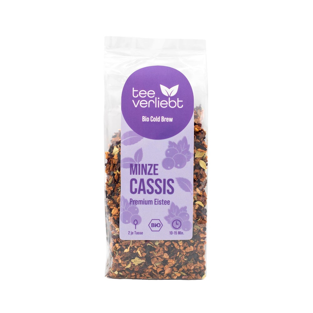teeverliebt – Cassis Minze Bio Cold Brew | Premium Bio Eistee 100 g