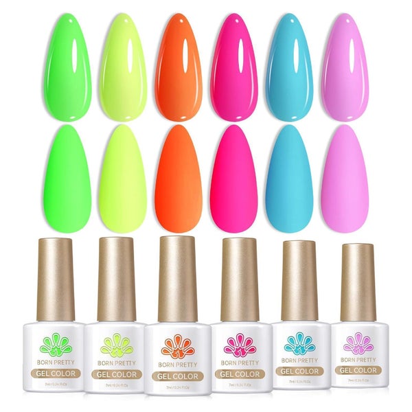 Nagellack UV Gel Neon Orange Grün Blau 6er Set Fluoreszieren 1 St