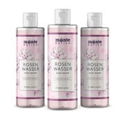 Produktabbildung: Monte Nativo Rosenwasser – 100% rein für Gesicht & Haar 3x200 ml