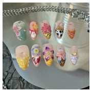 Künstliche Nägel Press On French 3D Strass Nagelkleber YG6 1 St