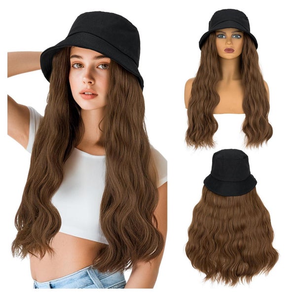 Perücke Eimerhut Sonnenhut Fischermütze Locken Frauen 45 CM 1 St
