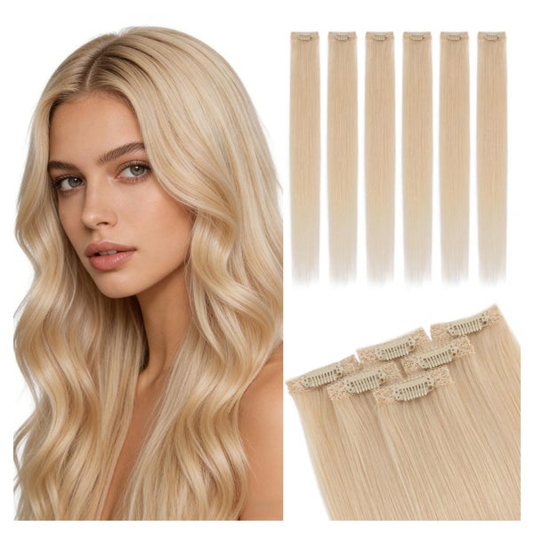 Extensions Clipin Echthaar 45cm 6er 60 Platinblond 45cm-44g 1 St