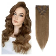 Clip Extensions Haarverlängerung Echthaar #6 Hellbraun 50cm- 1 St