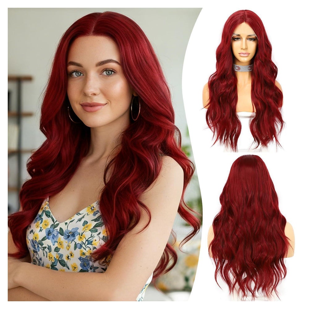 Perücke Lacefront wellig 13x4 hitzebeständig 24inch rot CQ-R 1 St