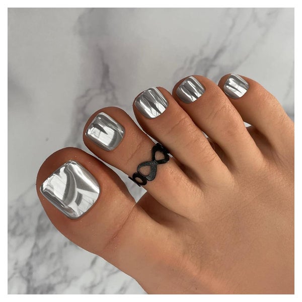 Zehennägel Acryl Quadratisch Glitzer Bling Presson Metallic 1 St