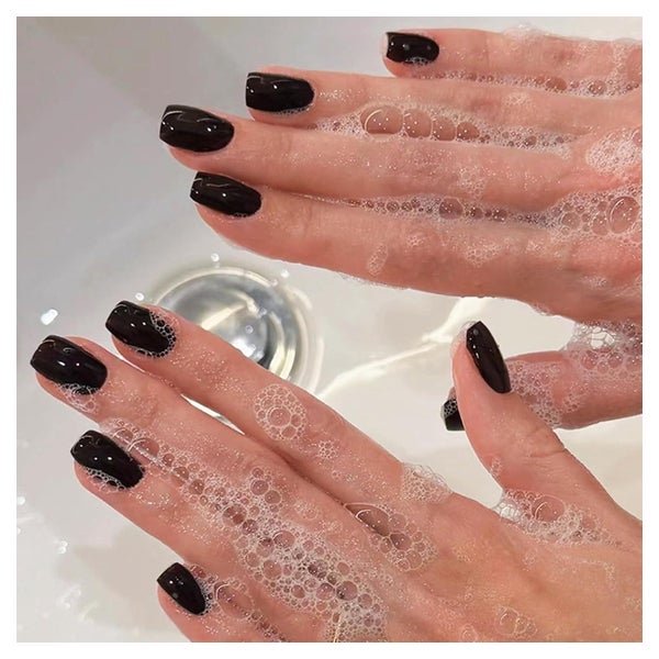 Press On Nails Square Acryl Full Cover Schwarz 24 1 g (1er P 1 St