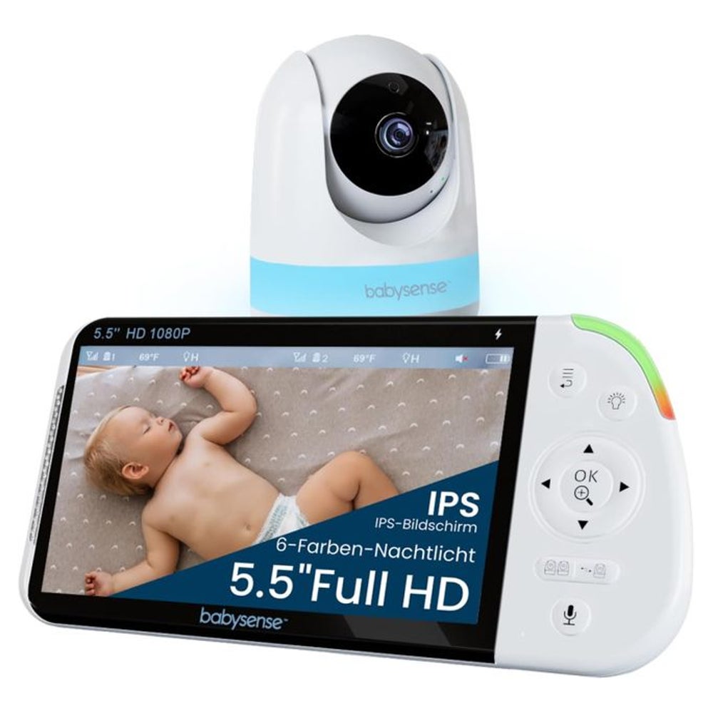 Babysense Full HD Split-Screen Babyphone mit 1 Kamera 1 St