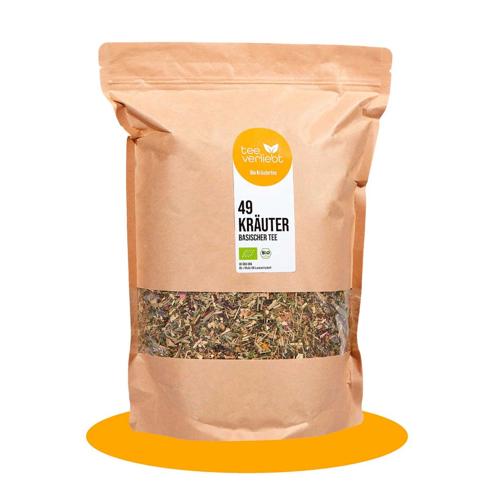 teeverliebt - 49 Kräuter Basischer Tee Bio loser Kräutertee Großpackung I Zur basischen Ernährung | 1kg 1000 g